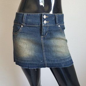 Distressed Denim Mini Skirt